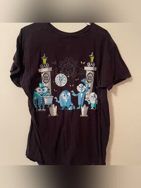 Disney Black Short Sleeve Tee with Blue Hitchhiking Ghosts Graphic